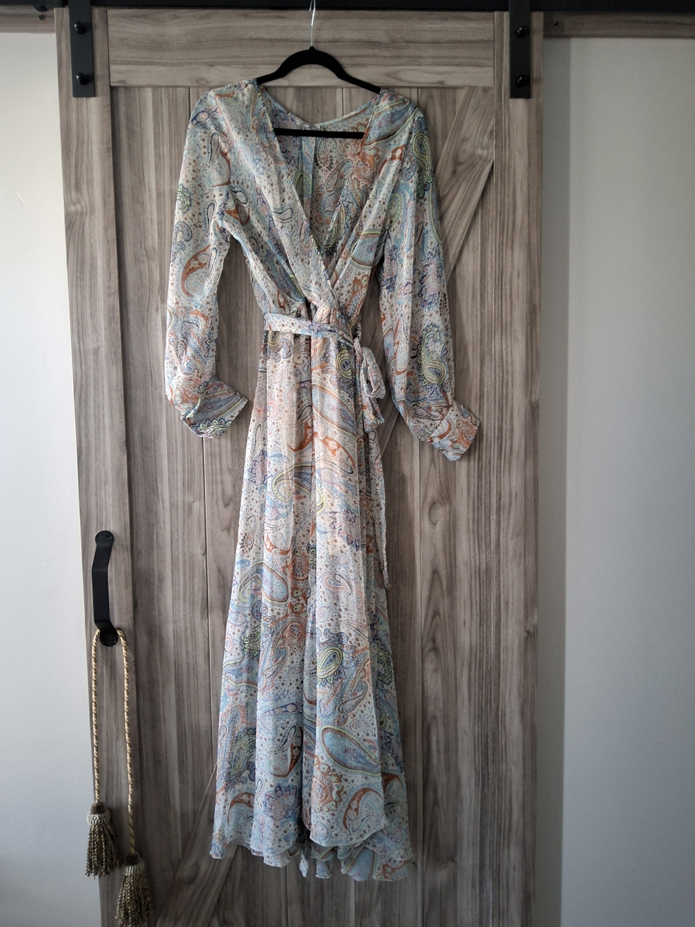 Pastel Paisley Wrap Maxi Dress in Soft Multi